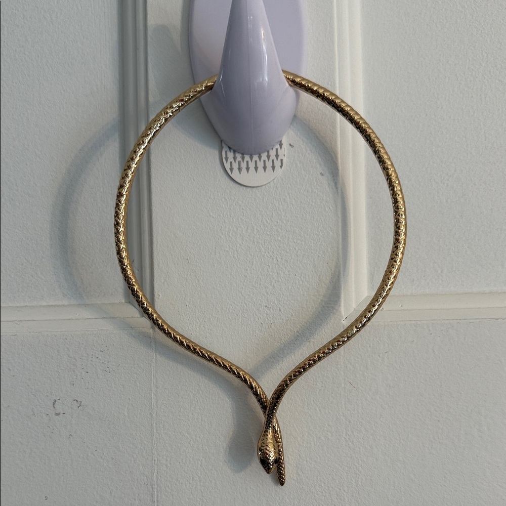 Gold Tone Snake Collar Necklace - Women's Statement Necklace